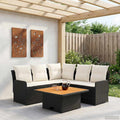 Möbelsets mit Kissen 4 pcs Schwarz und Creme PE-Rattan