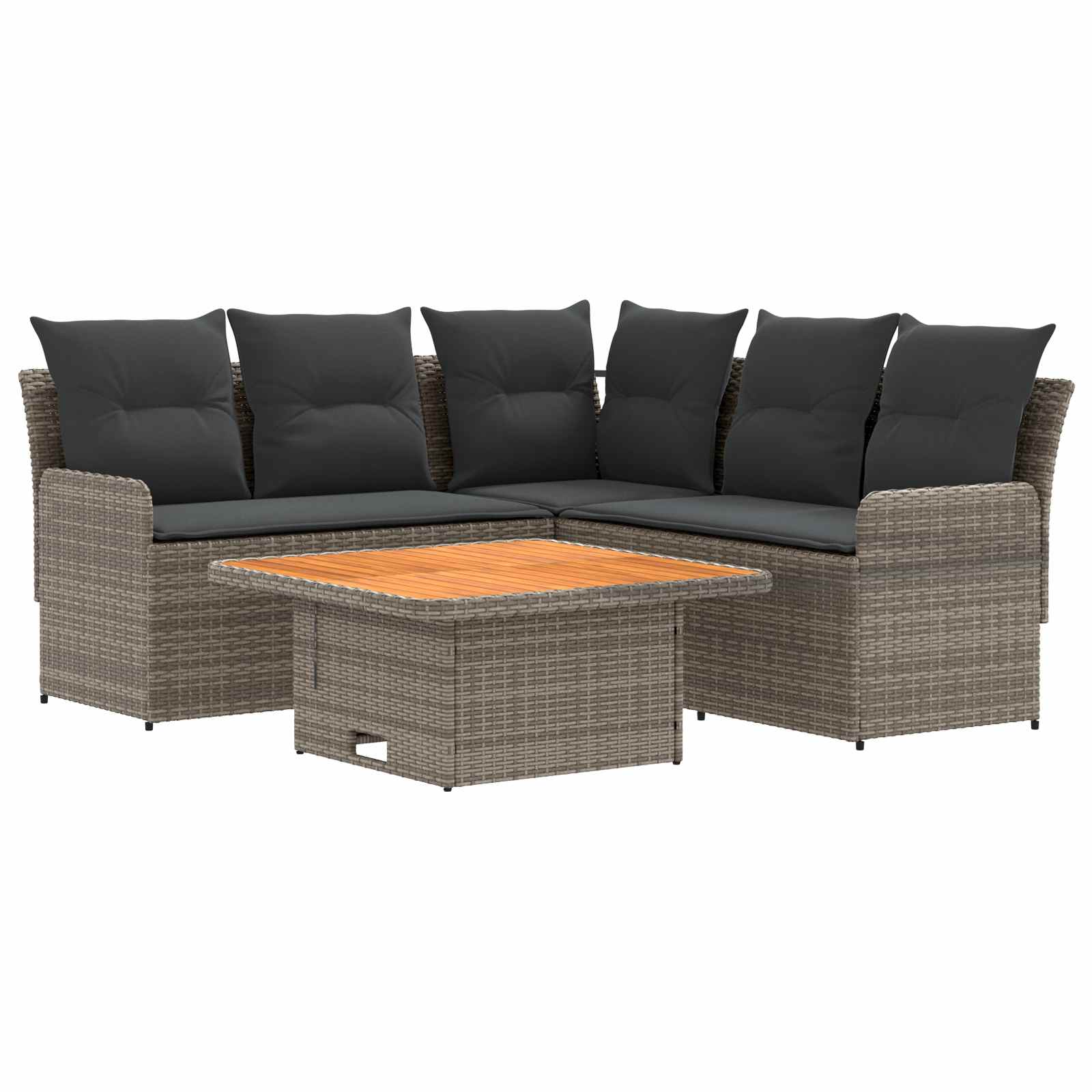 Möbelsets mit Kissen 4 pcs Grau und Dunkelgrau PE-Rattan
