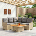 Möbelsets mit Kissen 4 pcs Beige und Hellgrau PE-Rattan
