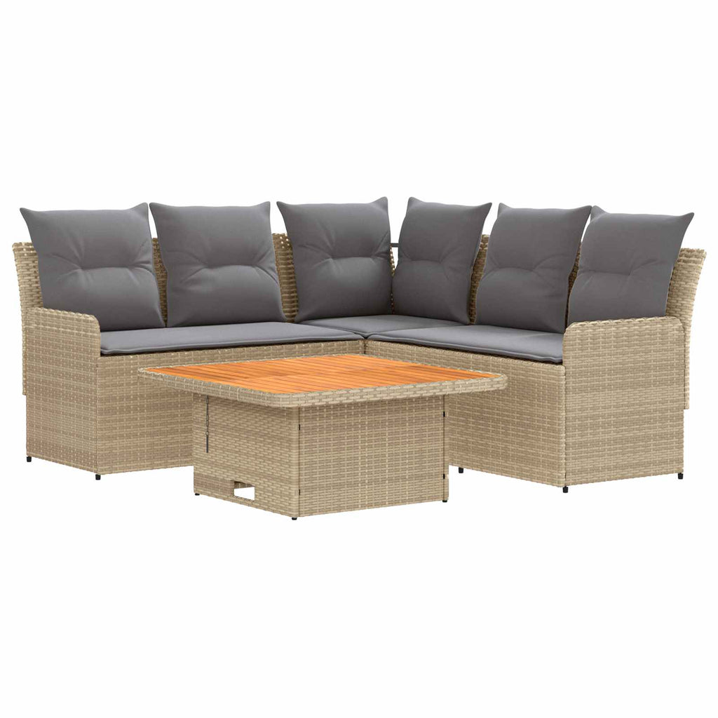 Möbelsets mit Kissen 4 pcs Beige und Hellgrau PE-Rattan