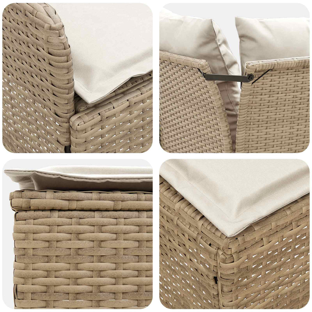 Möbelsets mit Kissen 4 pcs Beige und Creme PE-Rattan