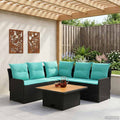 Möbelsets mit Kissen 4 pcs Schwarz und Türkis PE-Rattan