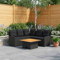 Möbelsets mit Kissen 6 pcs Schwarz PE-Rattan