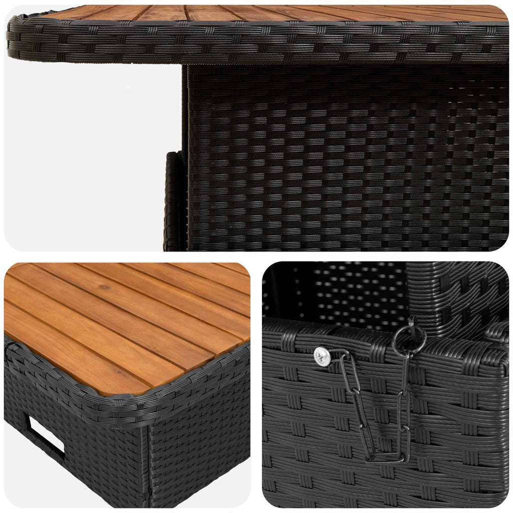 Möbelsets mit Kissen 6 pcs Schwarz und Creme PE-Rattan