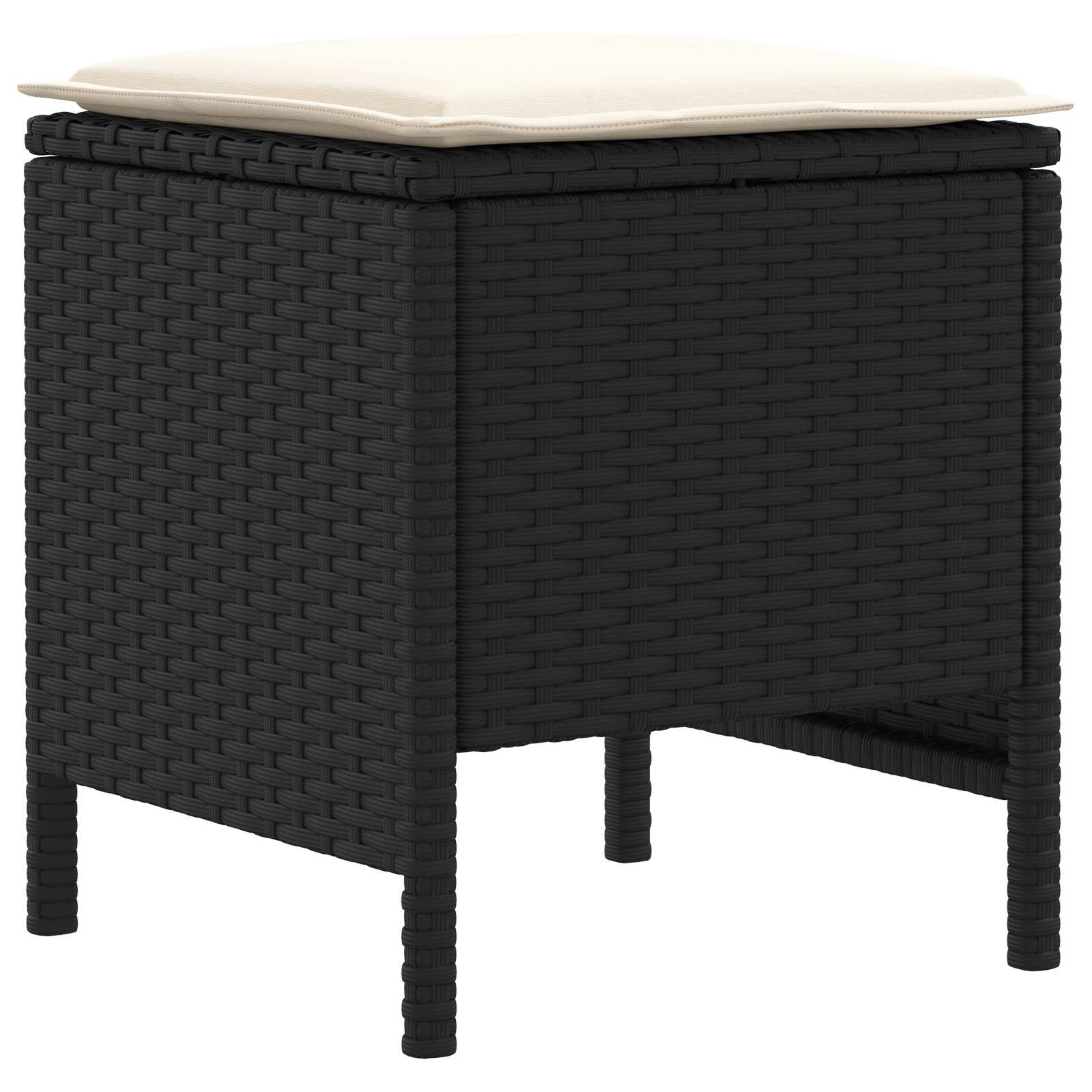 Möbelsets mit Kissen 6 pcs Schwarz und Creme PE-Rattan