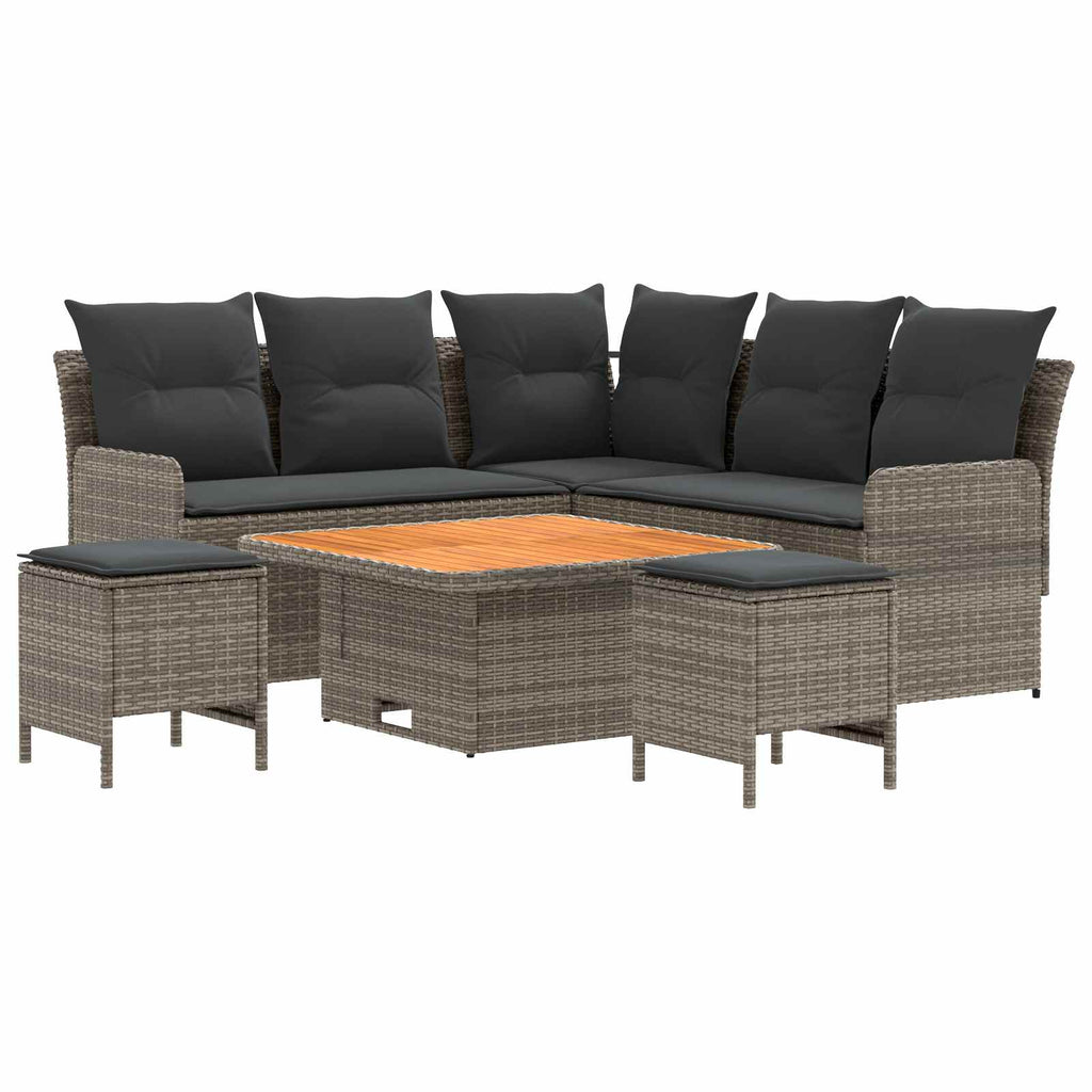 Möbelsets mit Kissen 6 pcs Grau und Dunkelgrau PE-Rattan