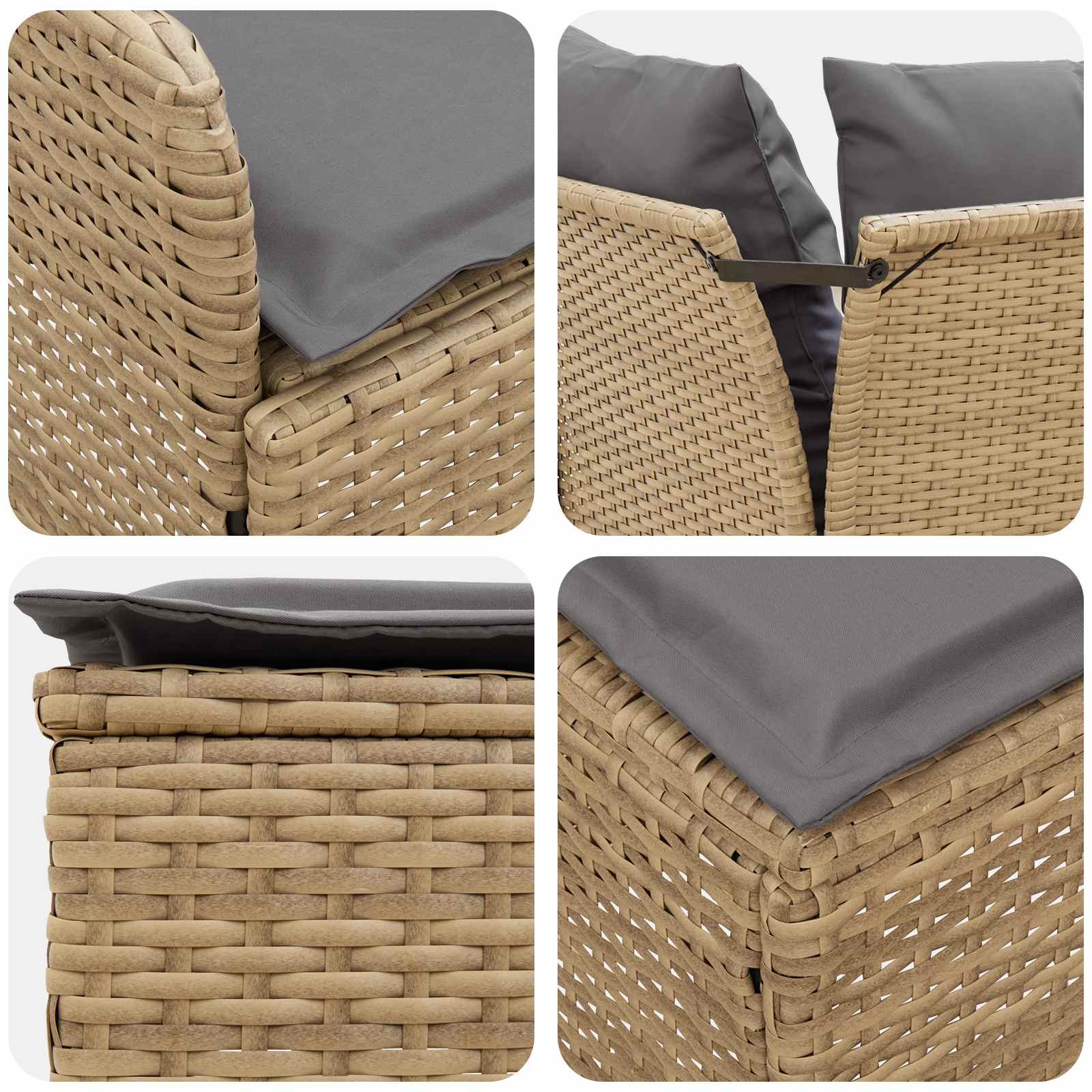 Möbelsets mit Kissen 6 pcs Beige und Hellgrau PE-Rattan