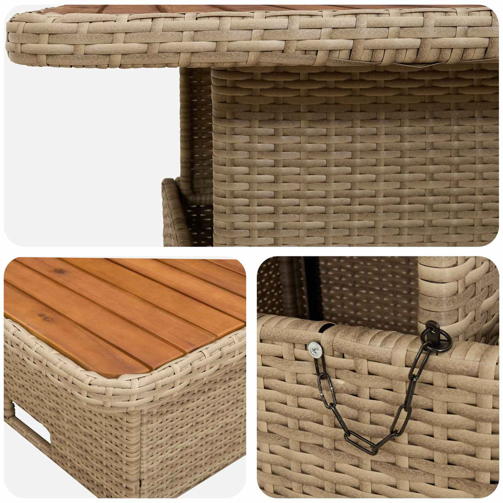 Möbelsets mit Kissen 6 pcs Beige und Hellgrau PE-Rattan