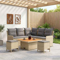 Möbelsets mit Kissen 6 pcs Beige und Hellgrau PE-Rattan