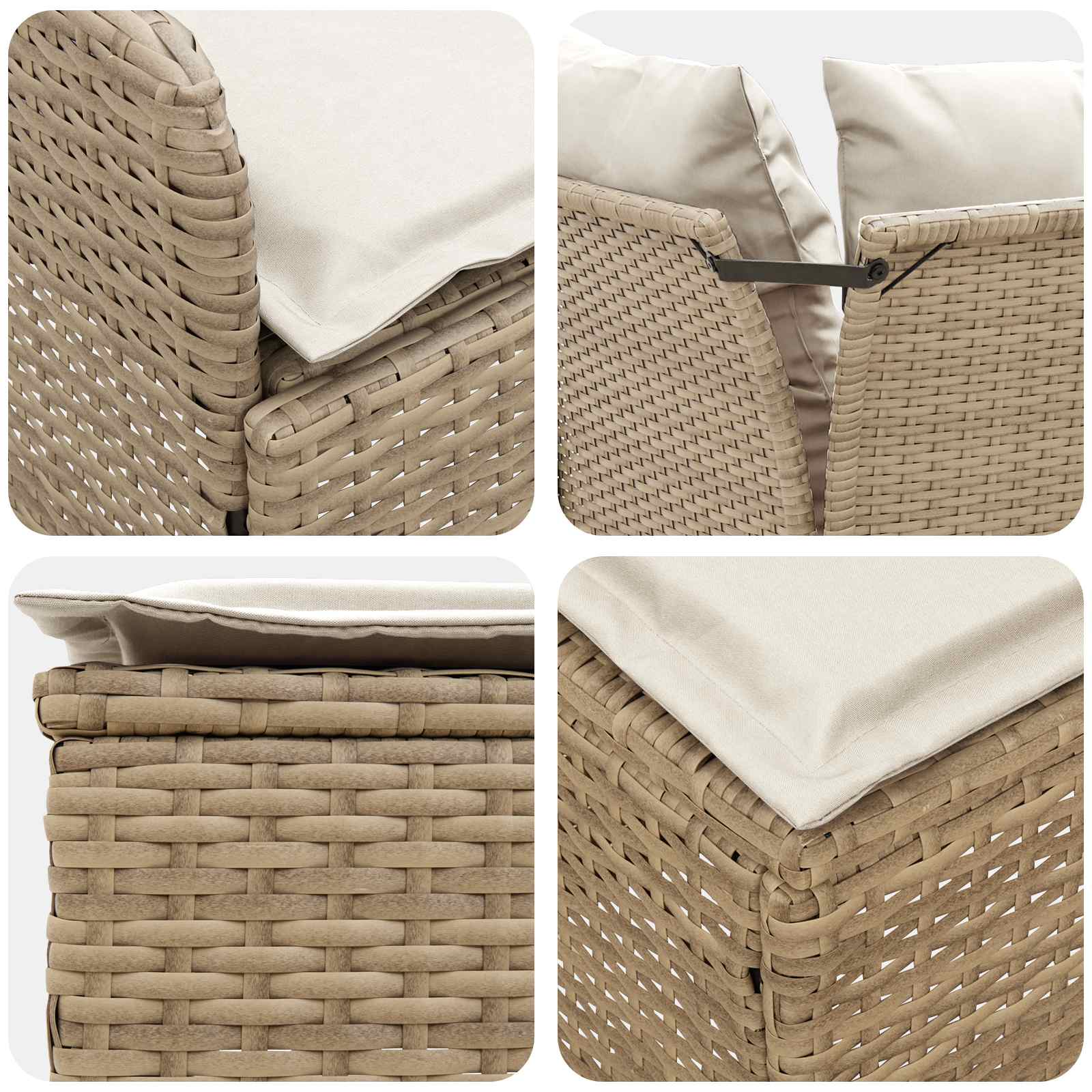 Möbelsets mit Kissen 6 pcs Beige und Creme PE-Rattan