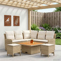 Möbelsets mit Kissen 6 pcs Beige und Creme PE-Rattan