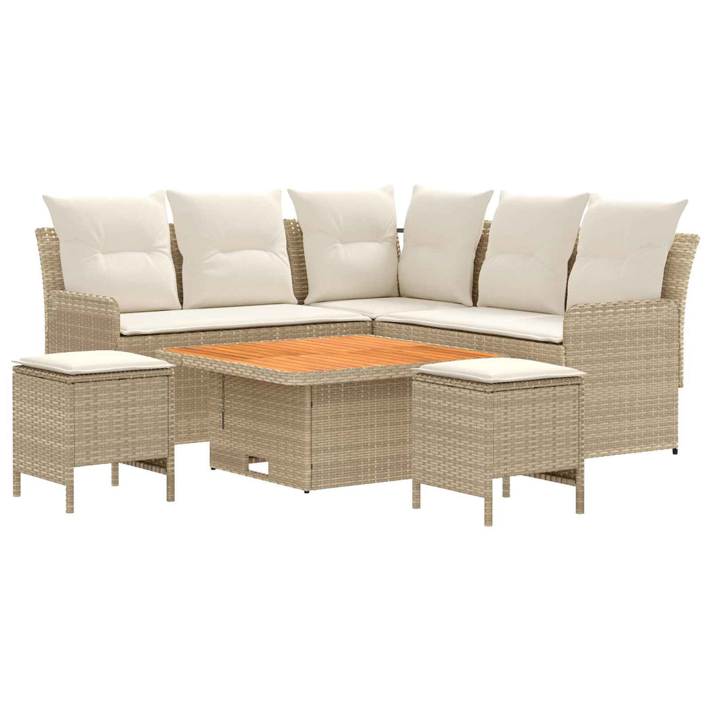 Möbelsets mit Kissen 6 pcs Beige und Creme PE-Rattan