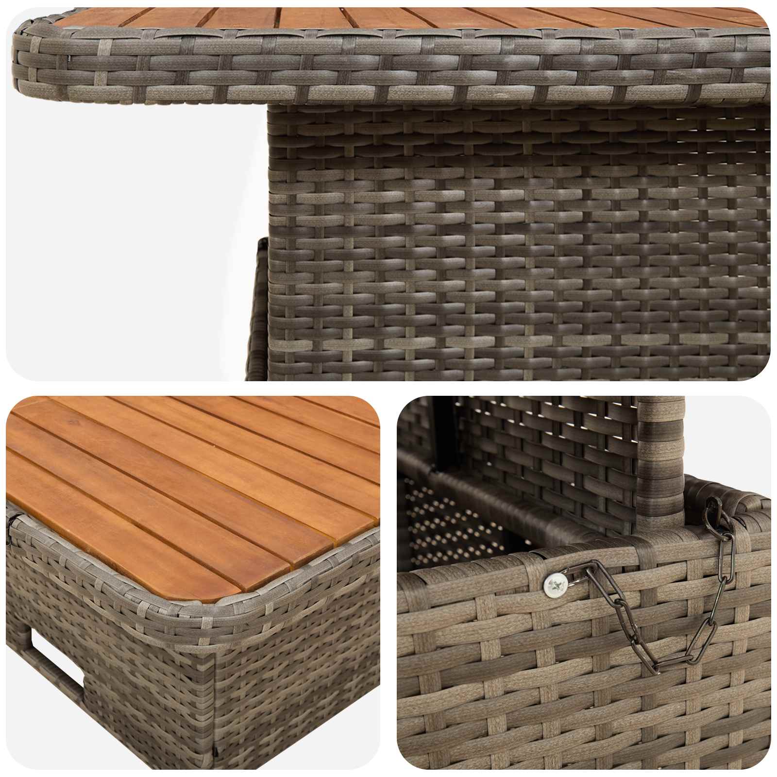 Möbelsets mit Kissen 6 pcs Grau und Marineblau PE-Rattan