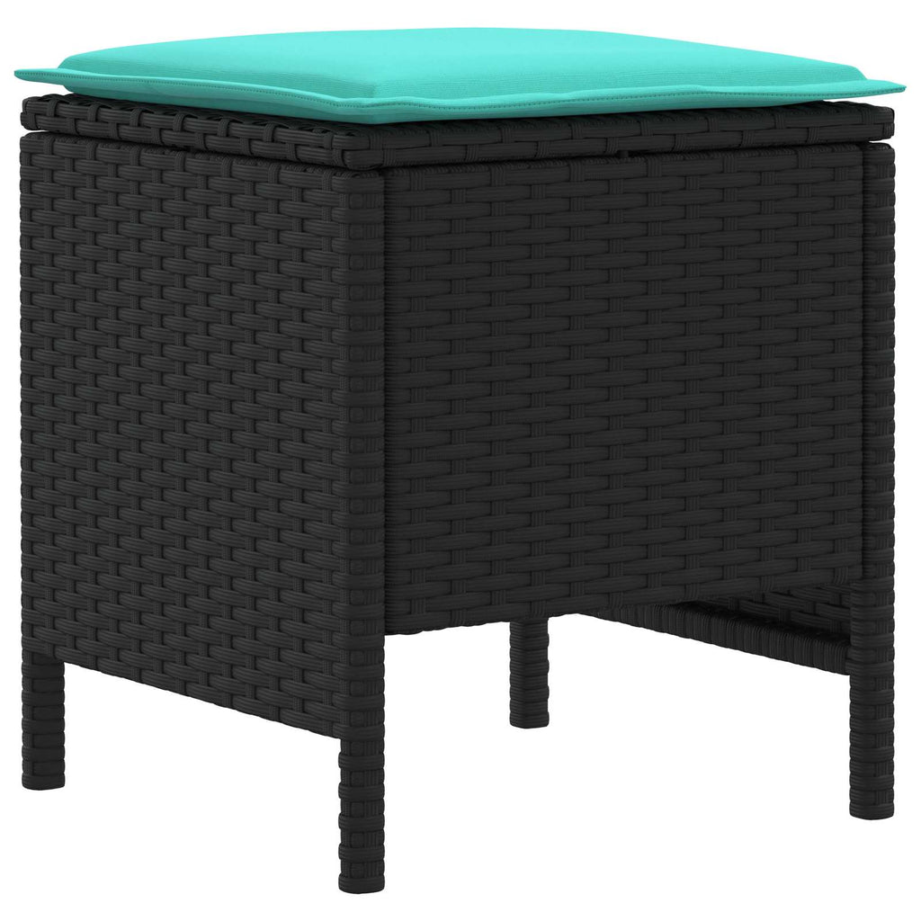 Möbelsets mit Kissen 6 pcs Schwarz und Türkis PE-Rattan
