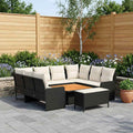 Möbelsets mit Kissen 7 pcs Schwarz und Creme PE-Rattan