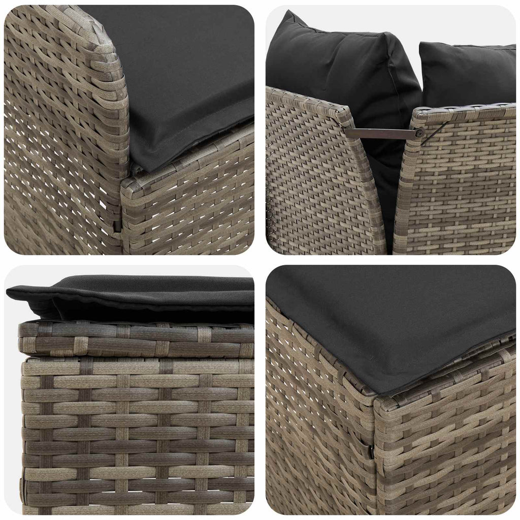 Möbelsets mit Kissen 7 pcs Grau und Dunkelgrau PE-Rattan