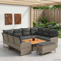 Möbelsets mit Kissen 7 pcs Grau und Dunkelgrau PE-Rattan