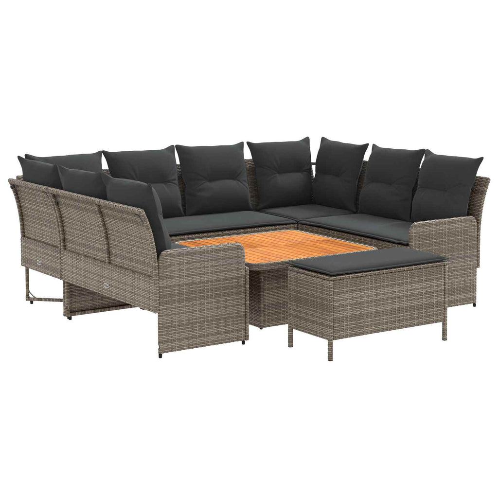 Möbelsets mit Kissen 7 pcs Grau und Dunkelgrau PE-Rattan