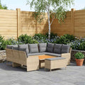 Möbelsets mit Kissen 7 pcs Beige und Hellgrau PE-Rattan