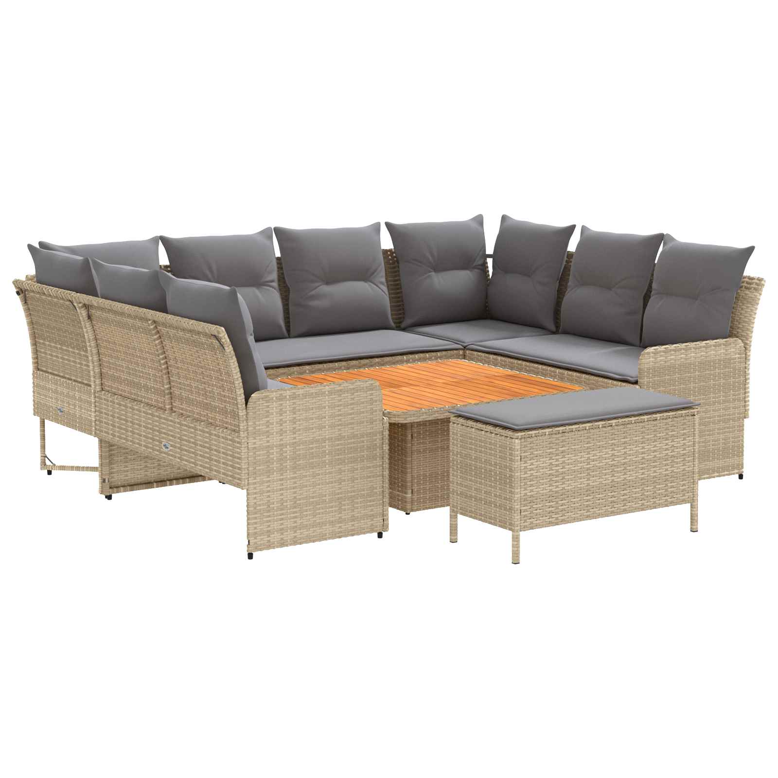 Möbelsets mit Kissen 7 pcs Beige und Hellgrau PE-Rattan