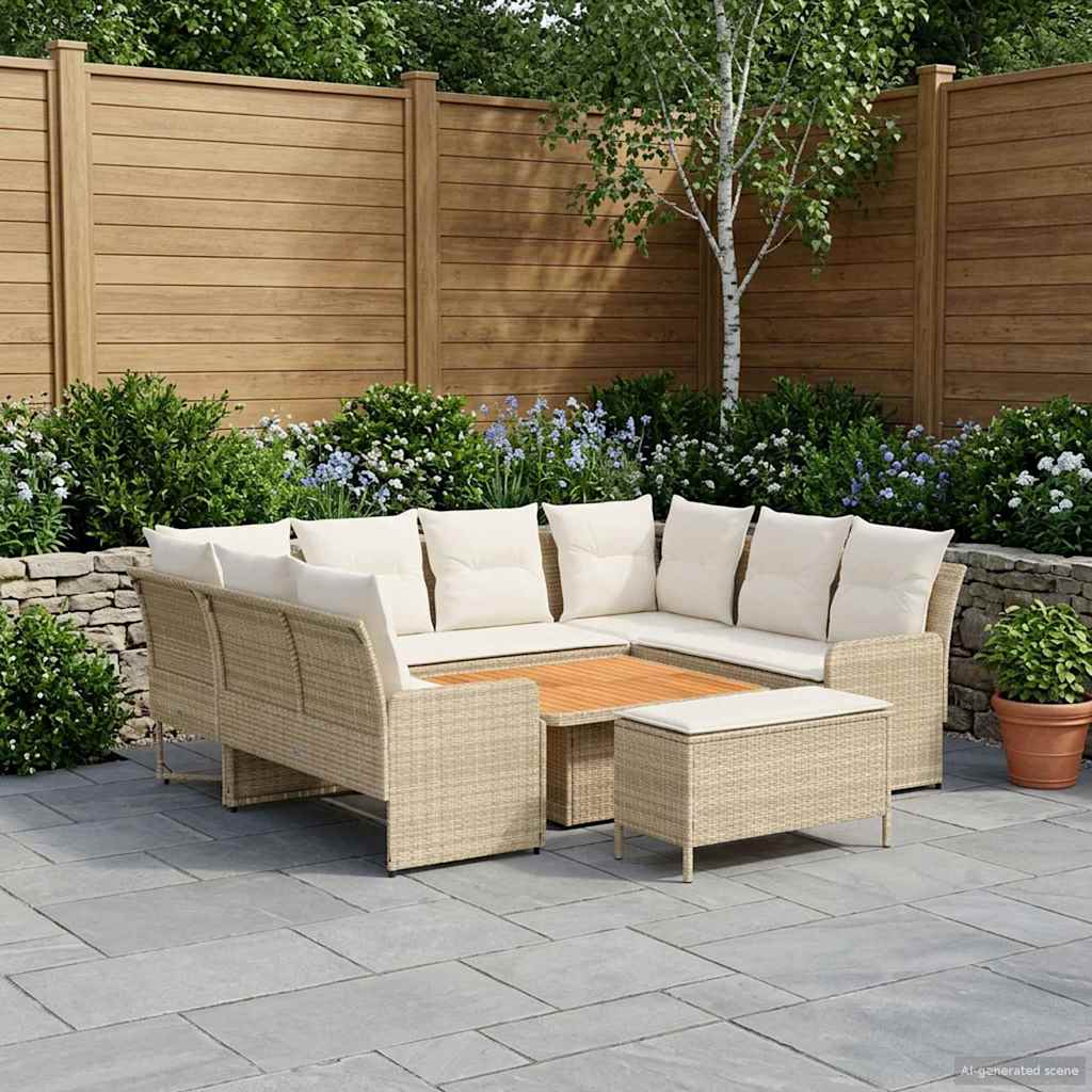 Möbelsets mit Kissen 7 pcs Beige und Creme PE-Rattan