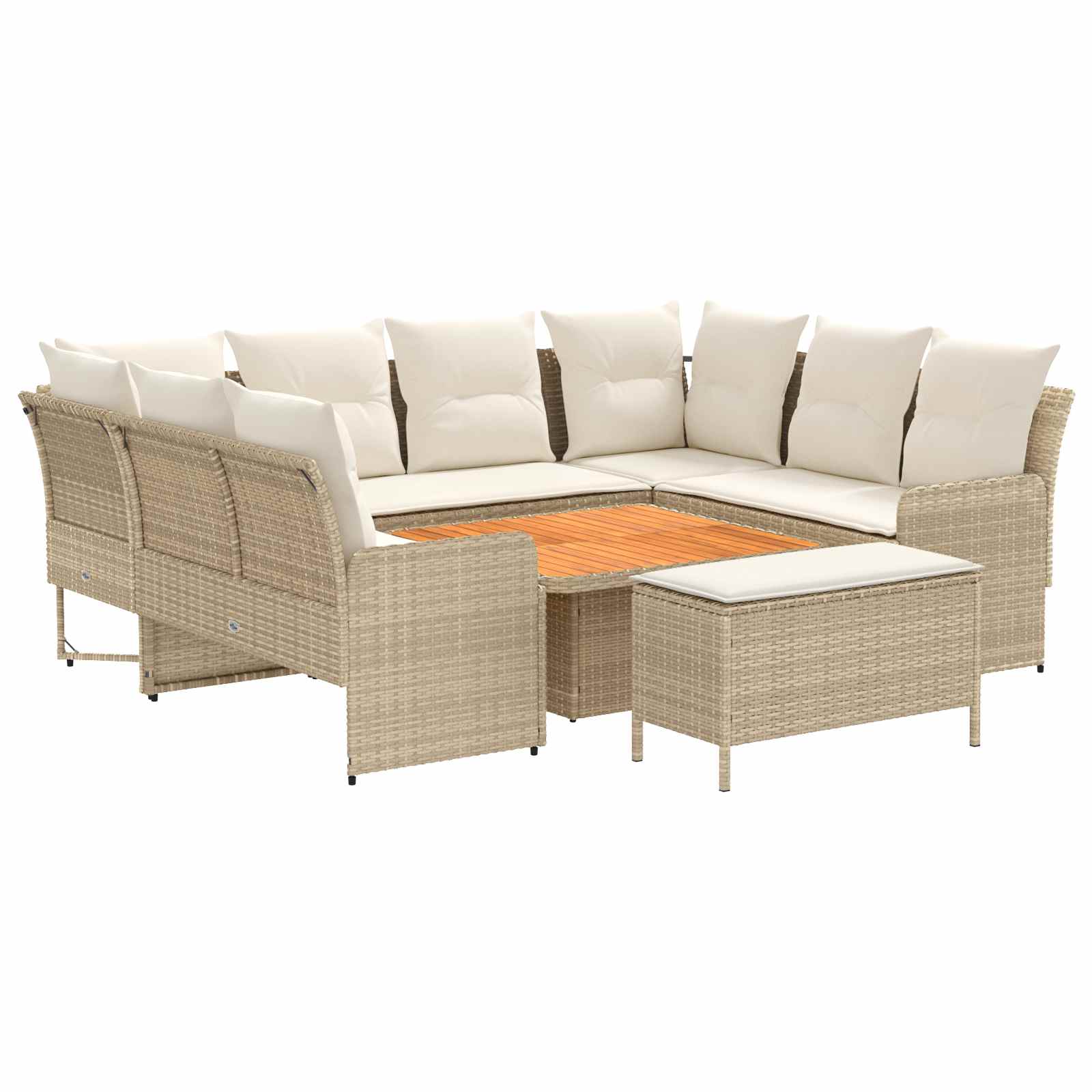 Möbelsets mit Kissen 7 pcs Beige und Creme PE-Rattan