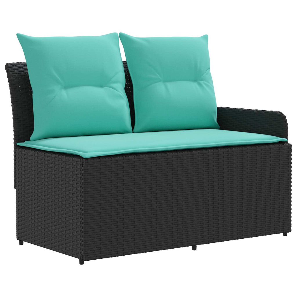Möbelsets mit Kissen 7 pcs Schwarz und Türkis PE-Rattan