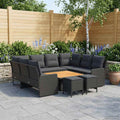 Möbelsets mit Kissen 8 pcs Schwarz PE-Rattan