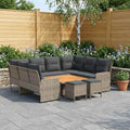 Möbelsets mit Kissen 8 pcs Grau und Dunkelgrau PE-Rattan