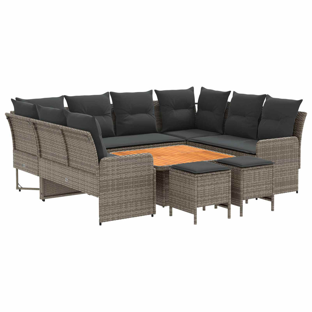 Möbelsets mit Kissen 8 pcs Grau und Dunkelgrau PE-Rattan