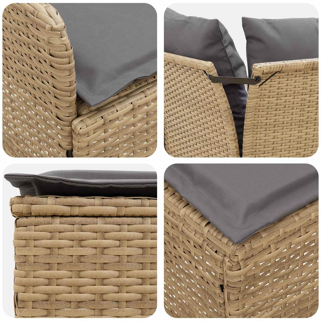Möbelsets mit Kissen 8 pcs Beige und Hellgrau PE-Rattan