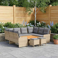 Möbelsets mit Kissen 8 pcs Beige und Hellgrau PE-Rattan