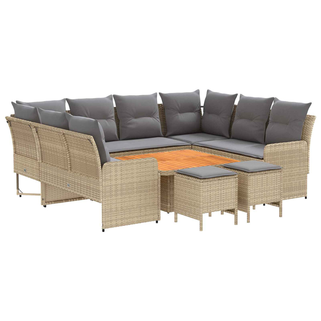 Möbelsets mit Kissen 8 pcs Beige und Hellgrau PE-Rattan