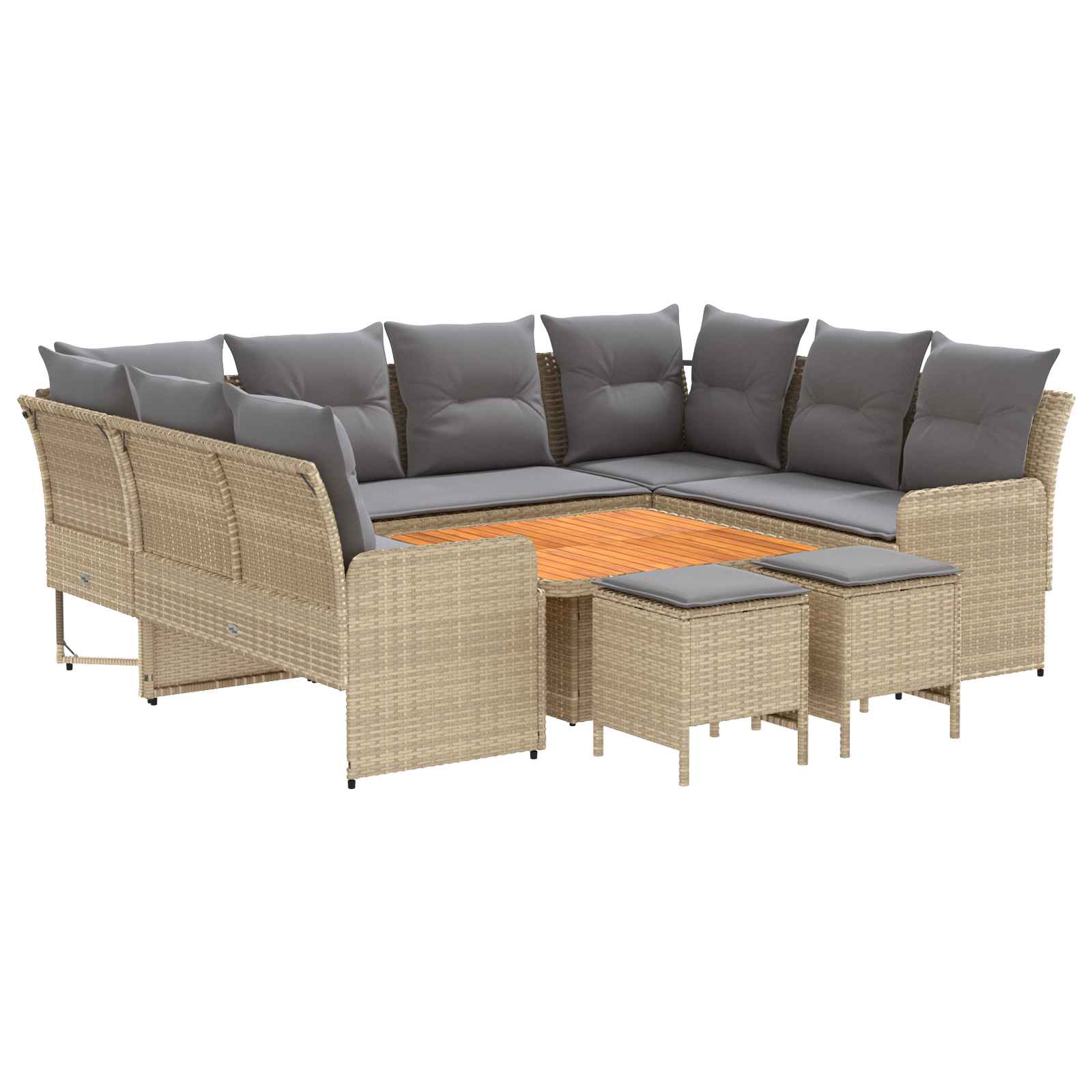 Möbelsets mit Kissen 8 pcs Beige und Hellgrau PE-Rattan