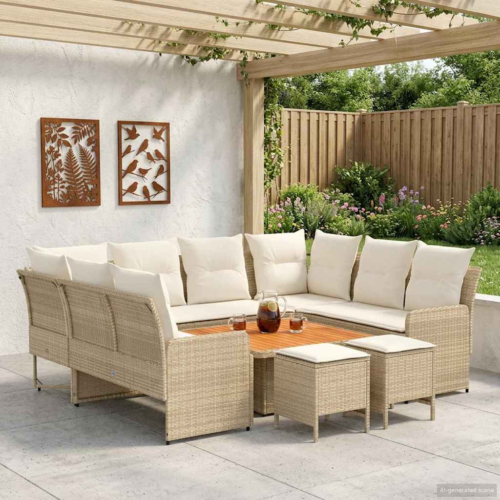 Möbelsets mit Kissen 8 pcs Beige und Creme PE-Rattan