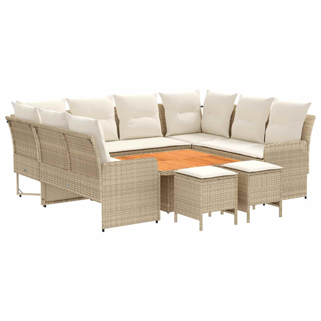 Möbelsets mit Kissen 8 pcs Beige und Creme PE-Rattan