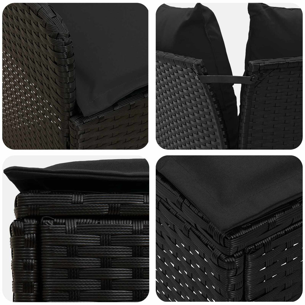 Möbelsets mit Kissen 5 pcs Schwarz PE-Rattan