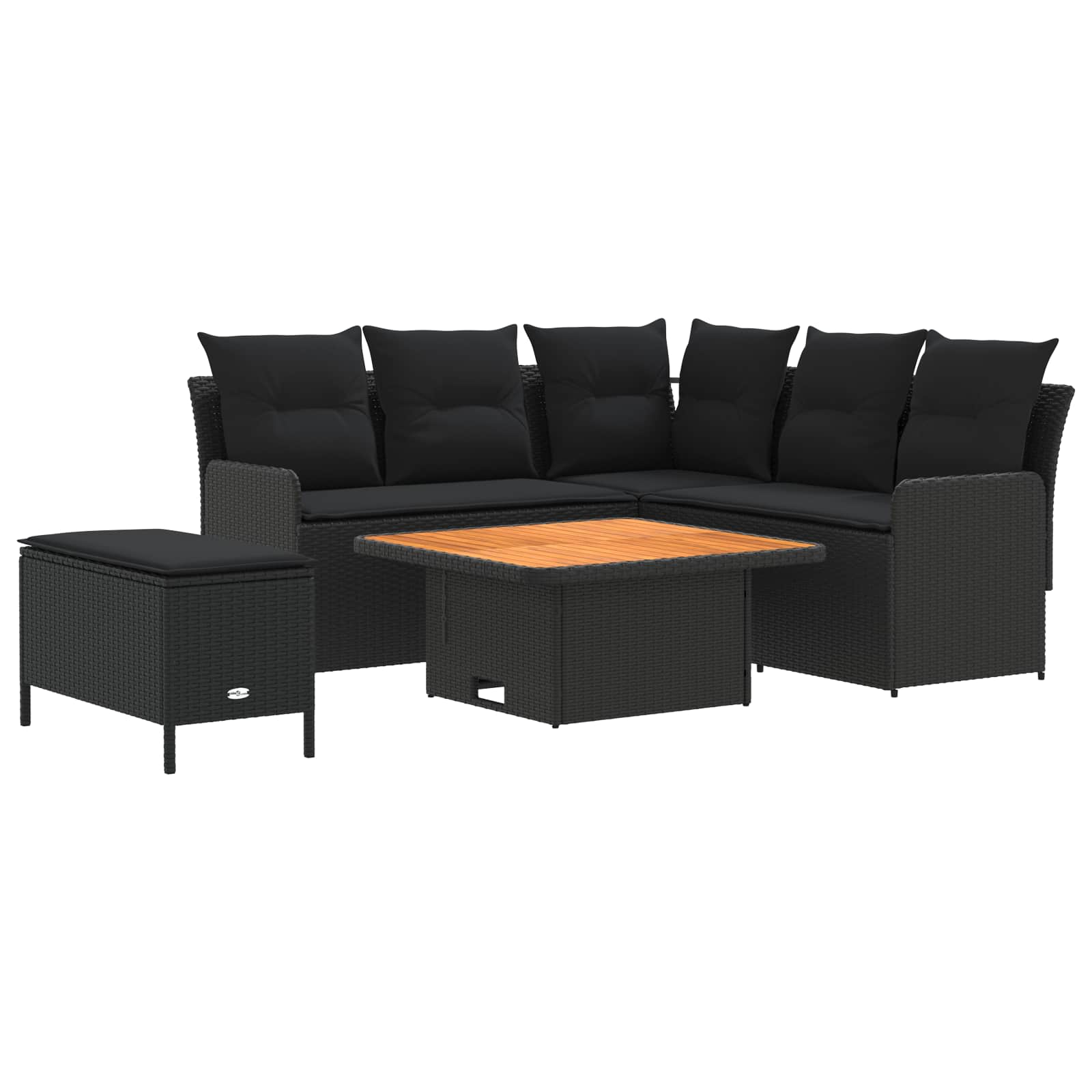 Möbelsets mit Kissen 5 pcs Schwarz PE-Rattan