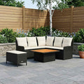 Möbelsets mit Kissen 5 pcs Schwarz und Creme PE-Rattan