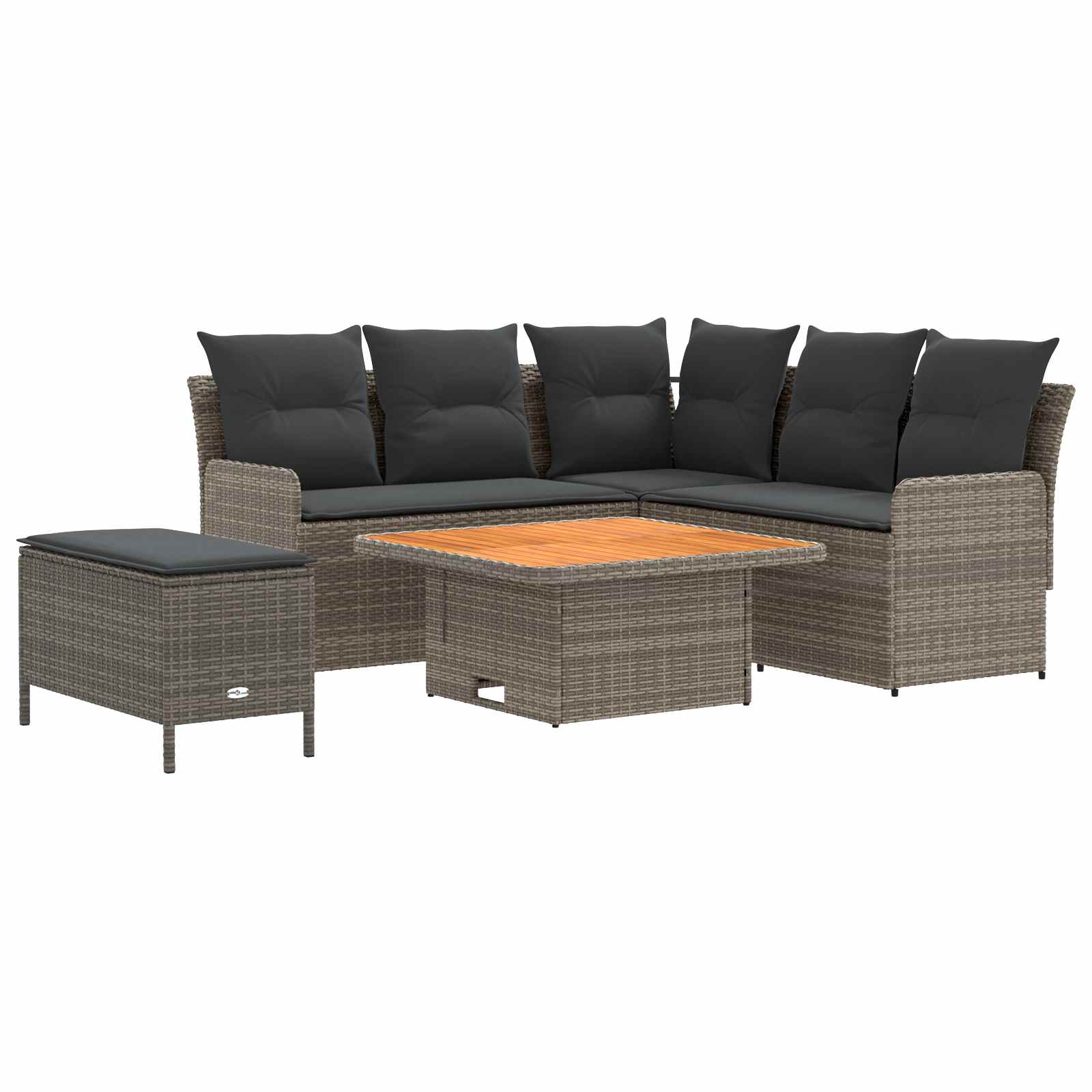 Möbelsets mit Kissen 5 pcs Grau und Dunkelgrau PE-Rattan