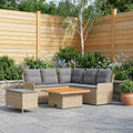 Möbelsets mit Kissen 5 pcs Beige und Hellgrau PE-Rattan