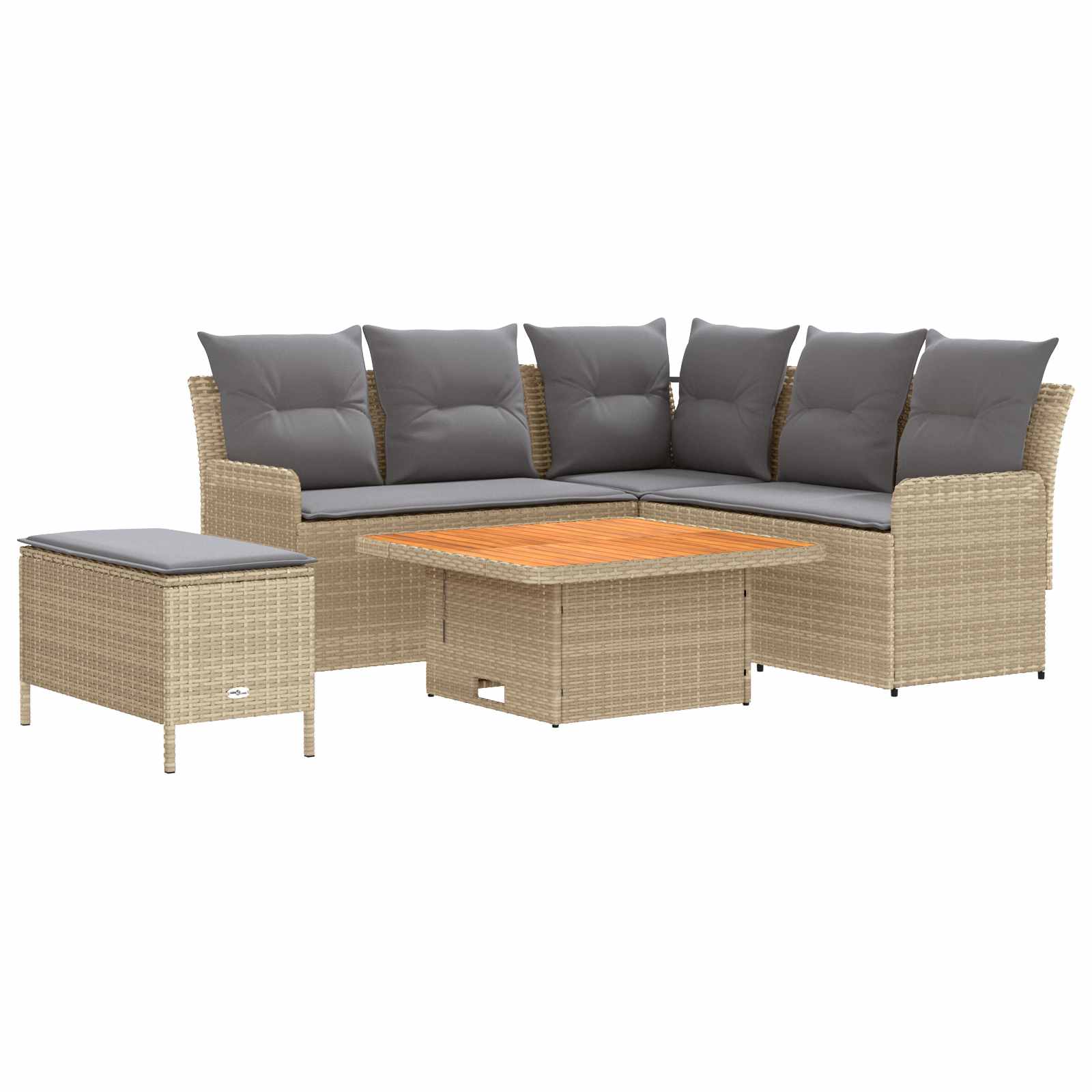 Möbelsets mit Kissen 5 pcs Beige und Hellgrau PE-Rattan