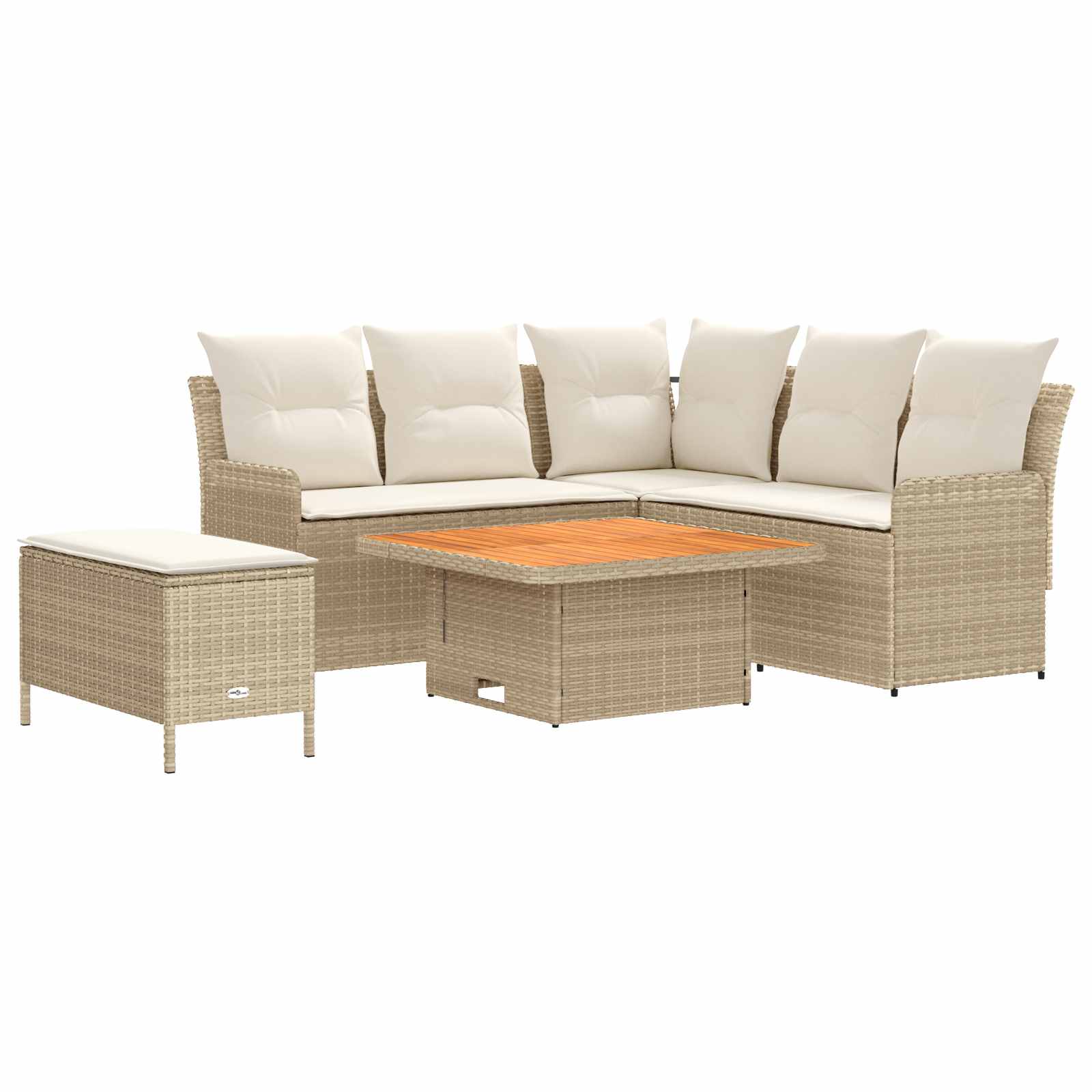 Möbelsets mit Kissen 5 pcs Beige und Creme PE-Rattan
