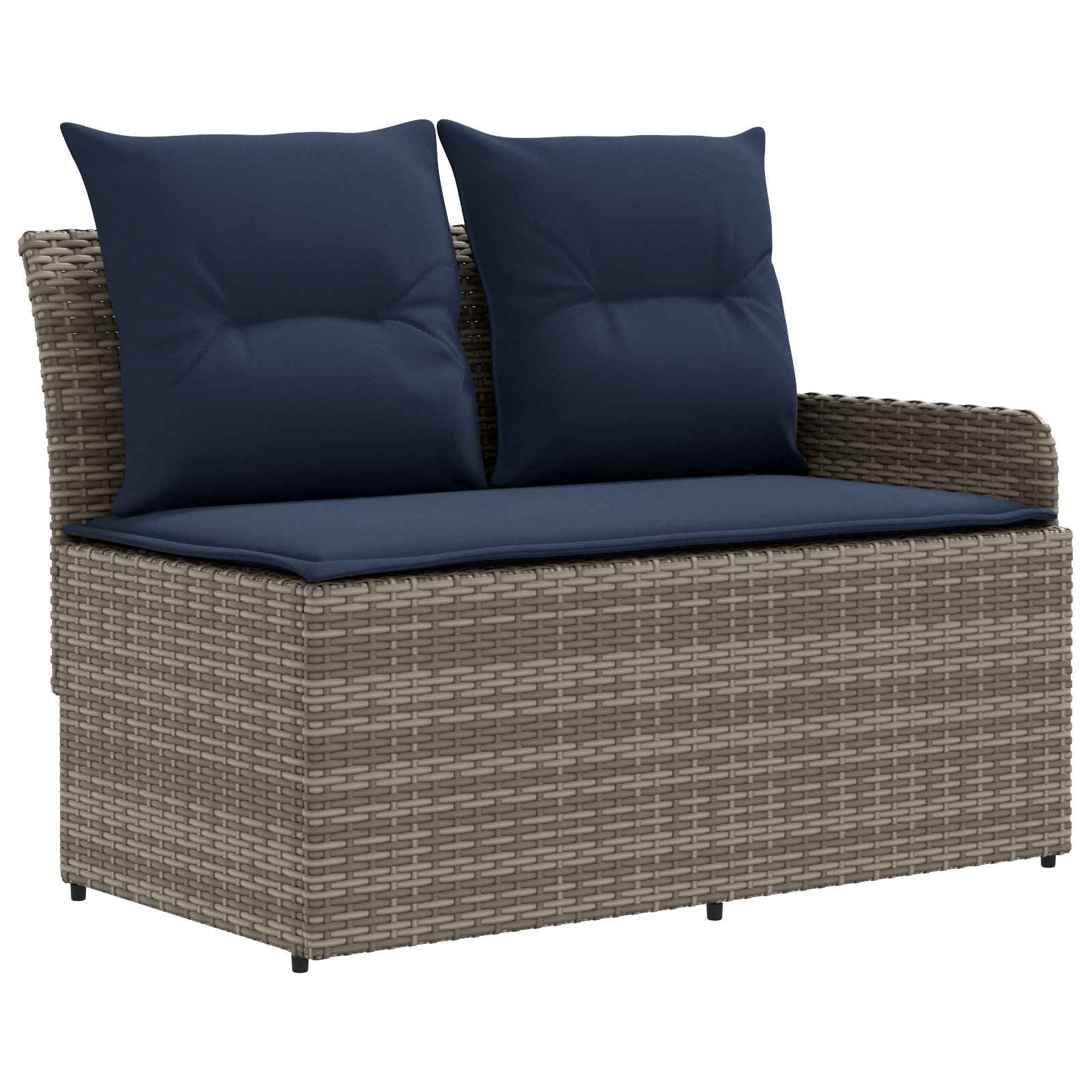 Möbelsets mit Kissen 5 pcs Grau und Marineblau PE-Rattan