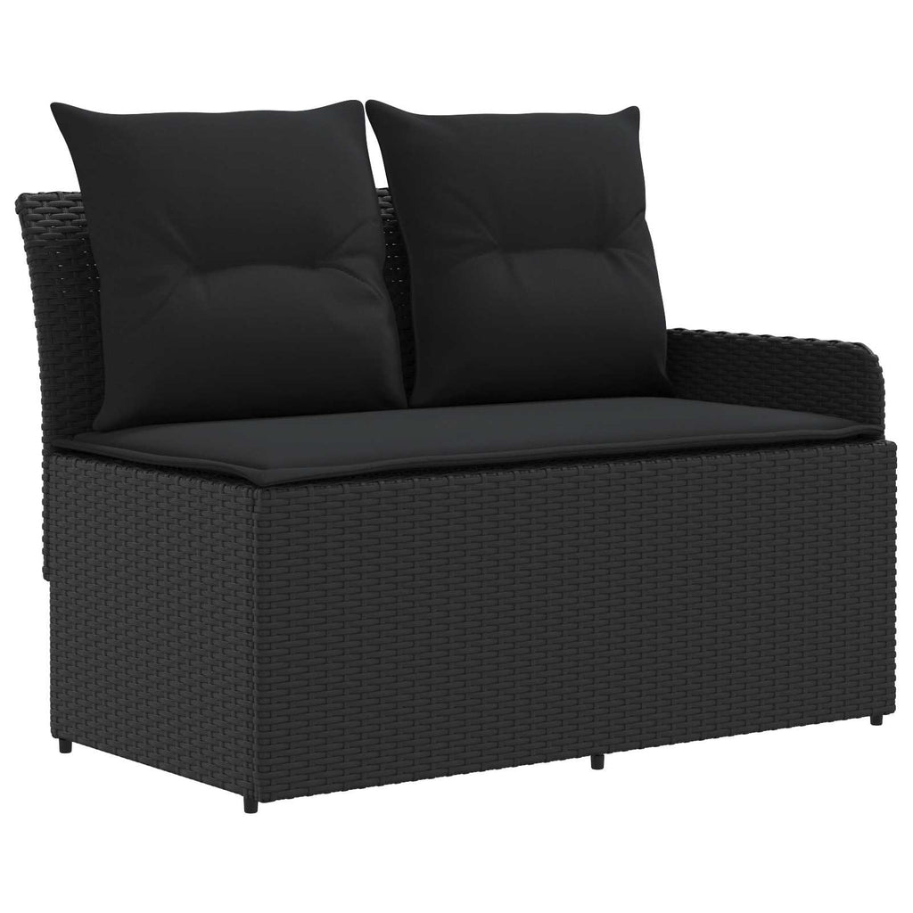Möbelsets mit Kissen 7 pcs Schwarz PE-Rattan