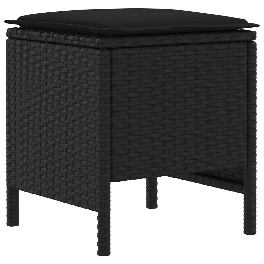 Möbelsets mit Kissen 7 pcs Schwarz PE-Rattan