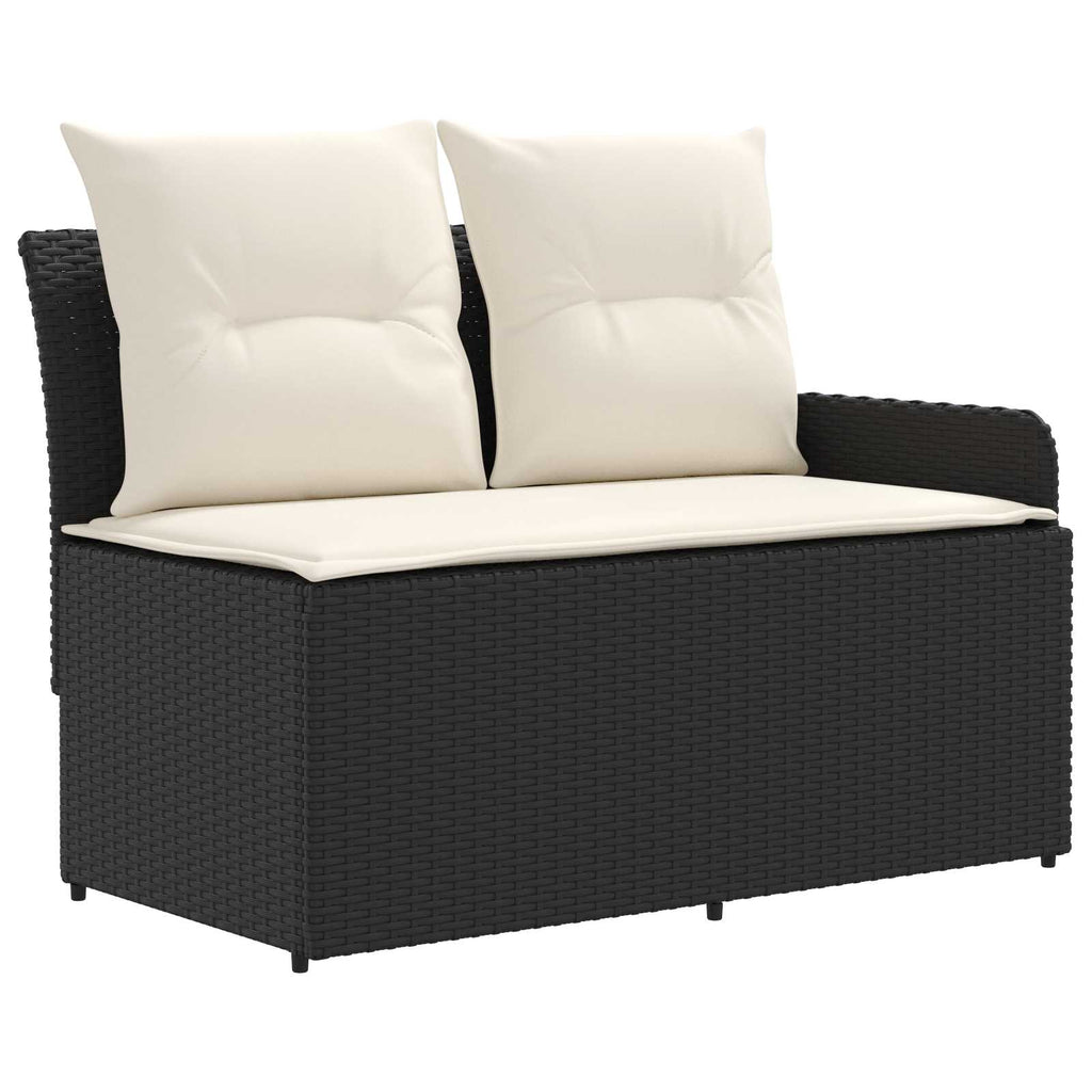 Möbelsets mit Kissen 7 pcs Schwarz und Creme PE-Rattan