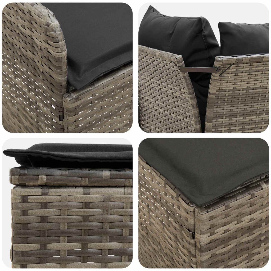 Möbelsets mit Kissen 7 pcs Grau und Dunkelgrau PE-Rattan