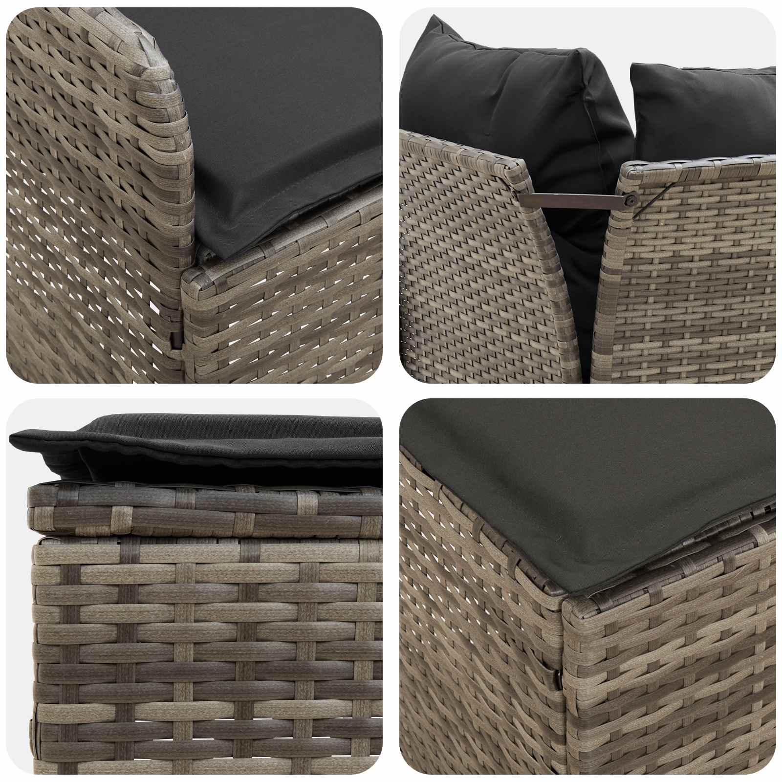 Möbelsets mit Kissen 7 pcs Grau und Dunkelgrau PE-Rattan