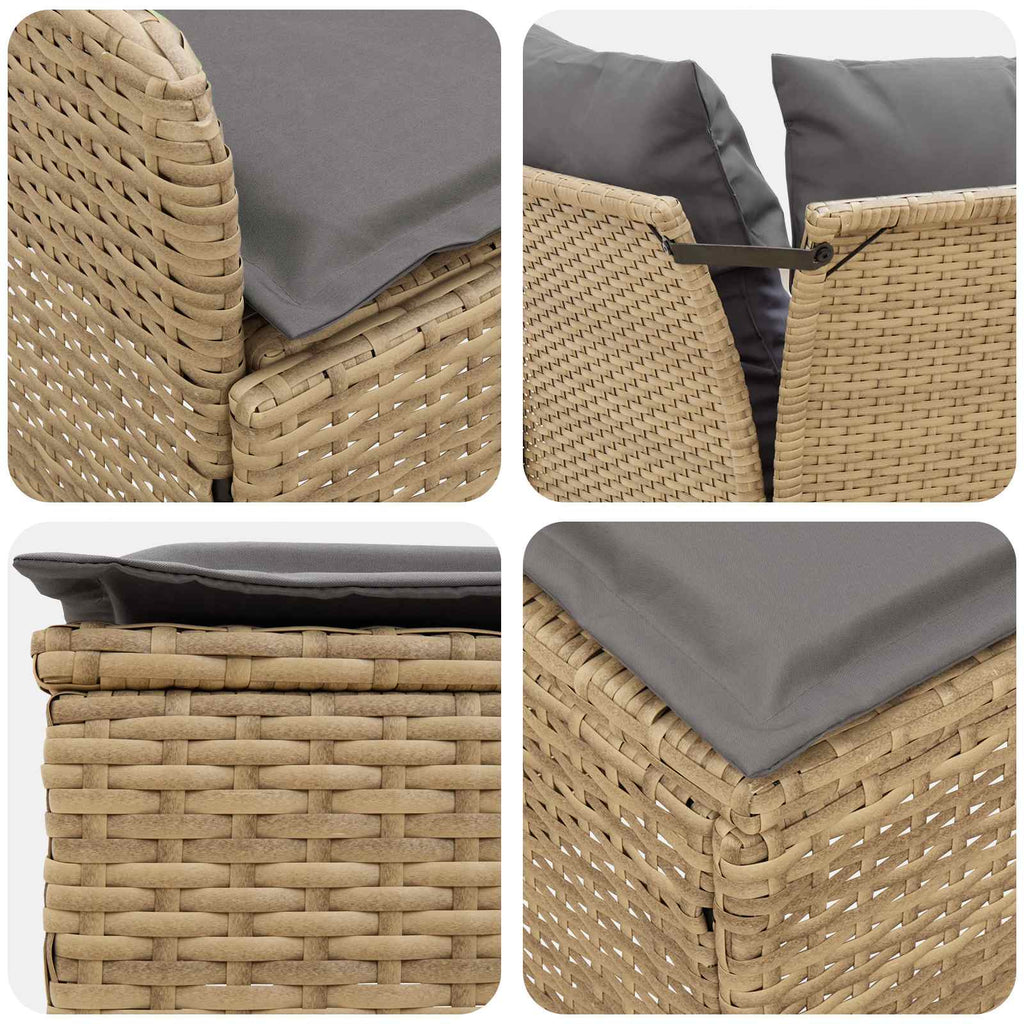 Möbelsets mit Kissen 7 pcs Beige und Hellgrau PE-Rattan